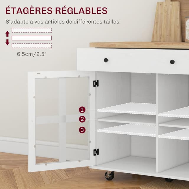 Thumbnail 4 de HOMCOM Desserte ilot de Cuisine 115,5 cm