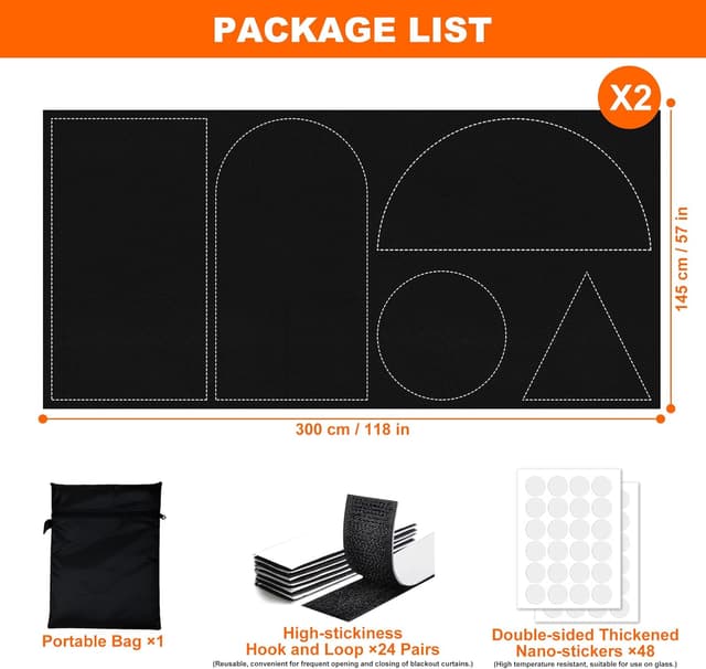 Detalle 2 de 2 PCS Blackout Curtains for Travel 145 x 300cm