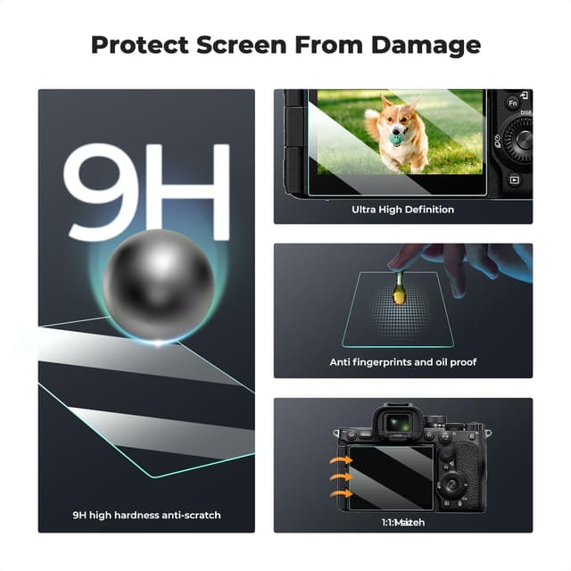 Detalle de K&F CONCEPT Screen Protector for Sony A7M5 / A7R5 (3-pack) tempered glass, 0.3mm, bubble-free with hot shoe cover