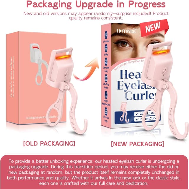 Detalle 2 de HOTRYEE Heated Eyelash Curler (Pink) — Type-C Quick Charge, 5-Second Heating, Temp Control