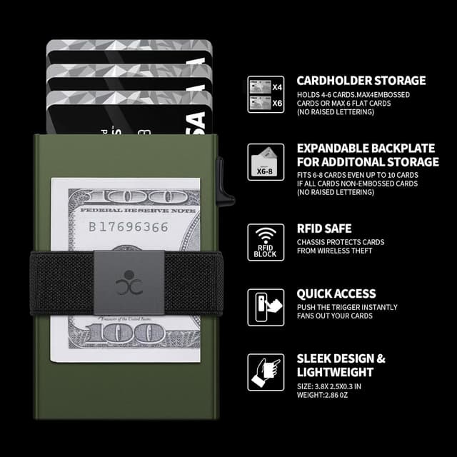 Thumbnail 6 de SEMORID Mens Wallet Slim Pop Up Metal Wallet with RFID Blocking (RFID pop-up credit card holder)