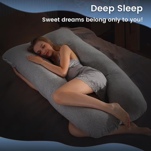 Detalle de SHANNA Schwangerschaftskissen U-Form: Still-, Lager- und Komfortkissen mit gestricktem Baumwollbezug