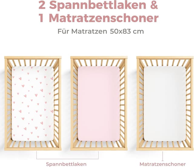 Detalle 2 de Dreamzie Set 2 Spannbettlaken 50x83 Heart