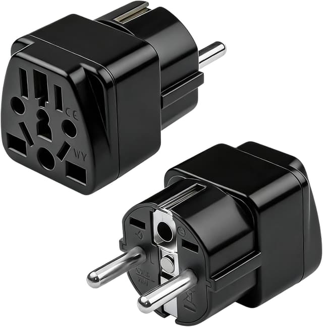 Detalle de 2er Set Steckdosenadapter (US/UK auf EU) für Reisen – internationaler Adapter für Stecktypen A, B, G, I, J