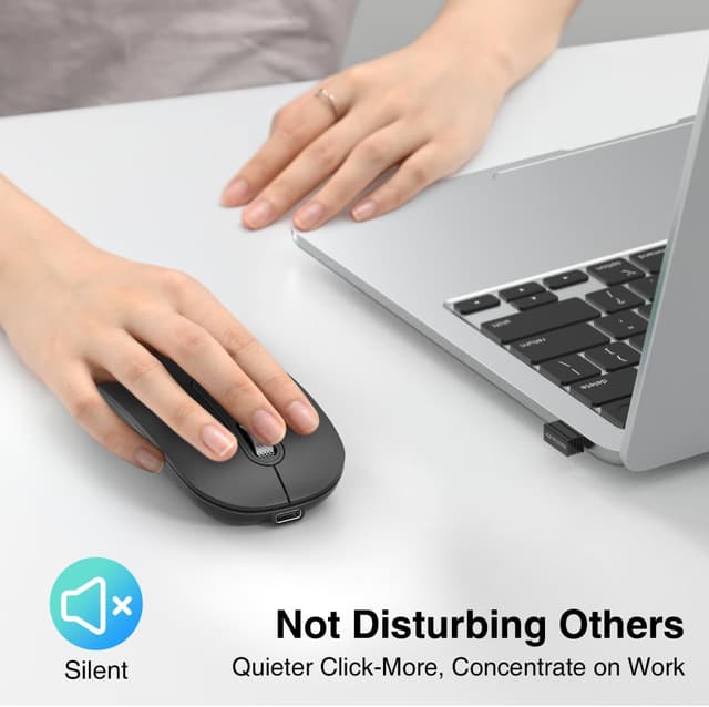 Detalle de cimetech Bluetooth Maus Kabellos Dual Mode (BT 5.1 + 2.4G) – wiederaufladbar, leise & ultraflach