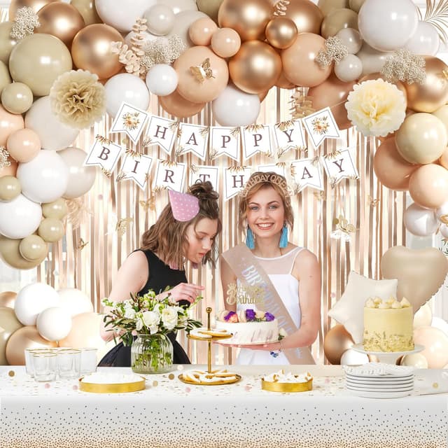 Detalle 2 de Beige & Brown Birthday Decorations Kit 54x108in