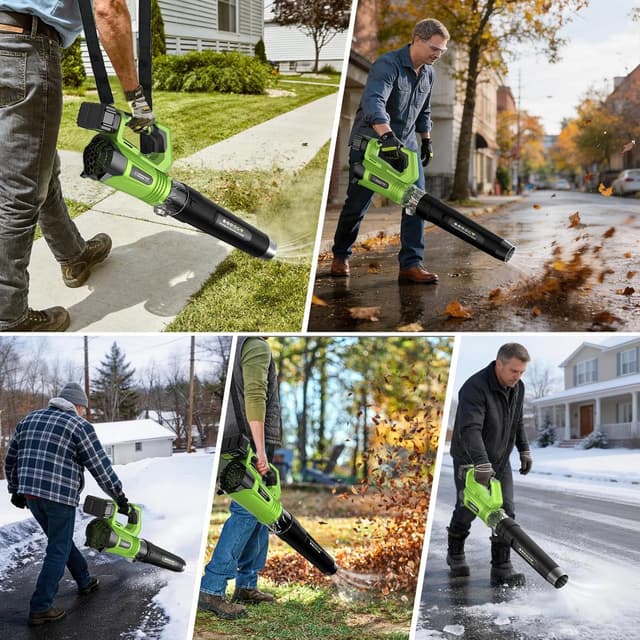 Detalle 2 de Soffiatore Aspiratore a Batteria 21V 8000mAh con motore brushless 1000W, 96000RPM e 5 velocità