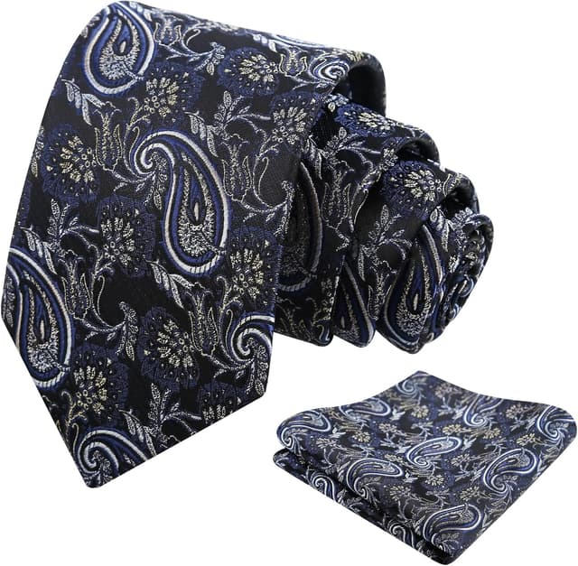 Detalle de Alizeal men’s paisley tie and pocket square set (tie & hanky) for party, business and wedding wear