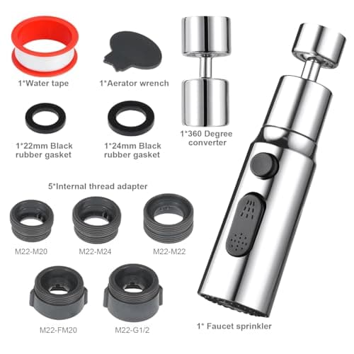 Thumbnail 6 de OSDUE juego de aireador de grifo de 360° con 3 modos (M22–M24, G1/2) para cocina