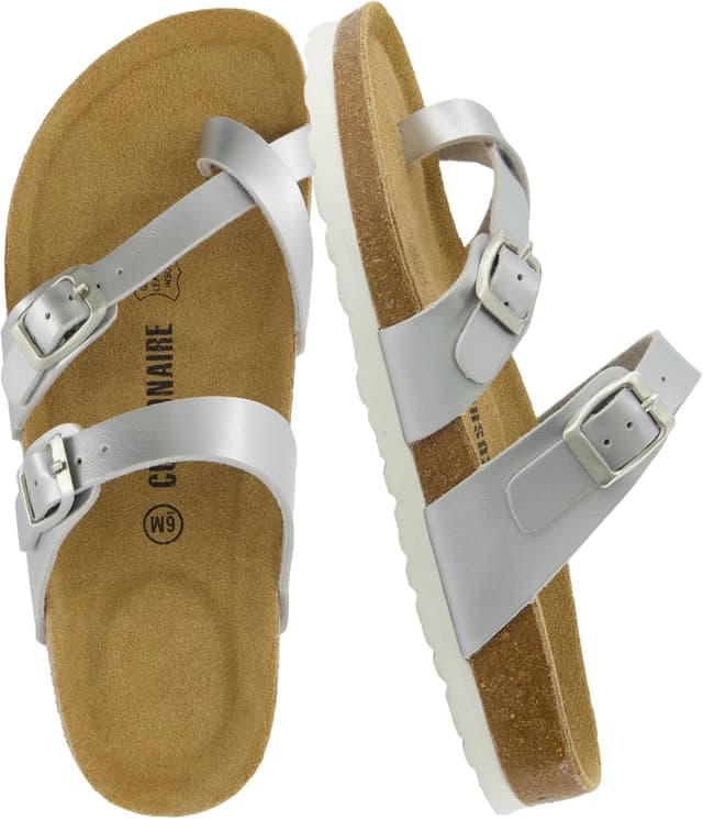 Detalle de CUSHIONAIRE Luna Sandals Women Wide, Cork Footbed