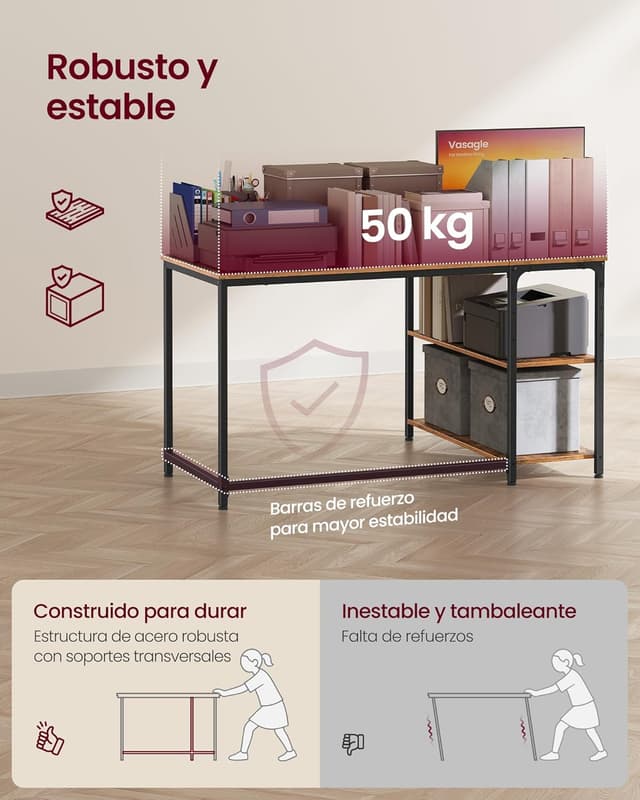 Thumbnail 5 de VASAGLE Scrivania Angolare L 120x80 Marrone