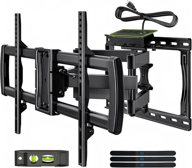 Detalle de Full Motion TV Wall Mount Bracket with Power Outlet for 32-85 inch TVs (Dual Articulating Arms)