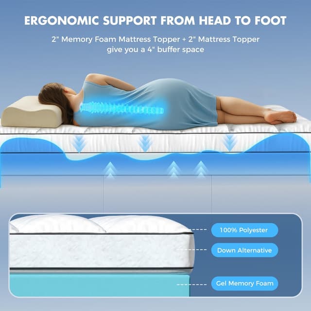 Thumbnail 5 de PAYHUIN 4 Inch Memory Foam Mattress Topper