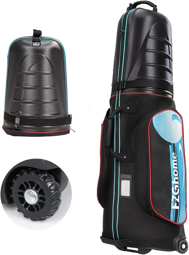 Detalle de FZGhome Golf Travel Bag with Hard Shell Top, Wheels, and 1680D Oxford Exterior