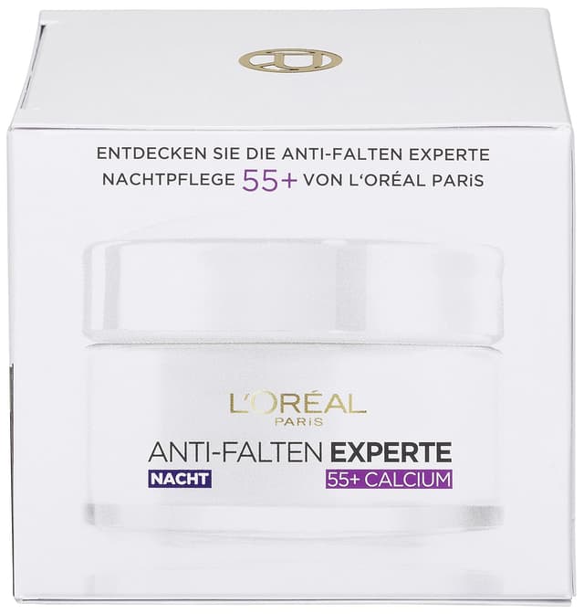 Detalle 2 de L’Oréal Paris Anti-Falten Experte 55+ Nachtcreme mit Calcium – feuchtigkeitsspendende Anti-Aging Nachtpflege (50 ml)