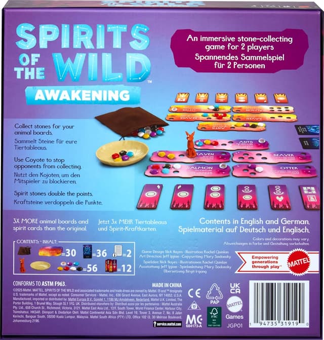 Detalle 2 de Mattel Games Spirits of the Wild: Awakening Relaxing Strategy Board Game (2 Players)