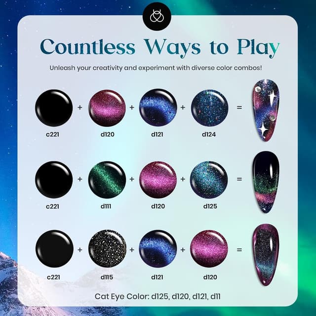 Detalle 2 de Beetles Gel Polish Set mit Cat-Eye Farbwechsel & Magnetstab (20 Farben)