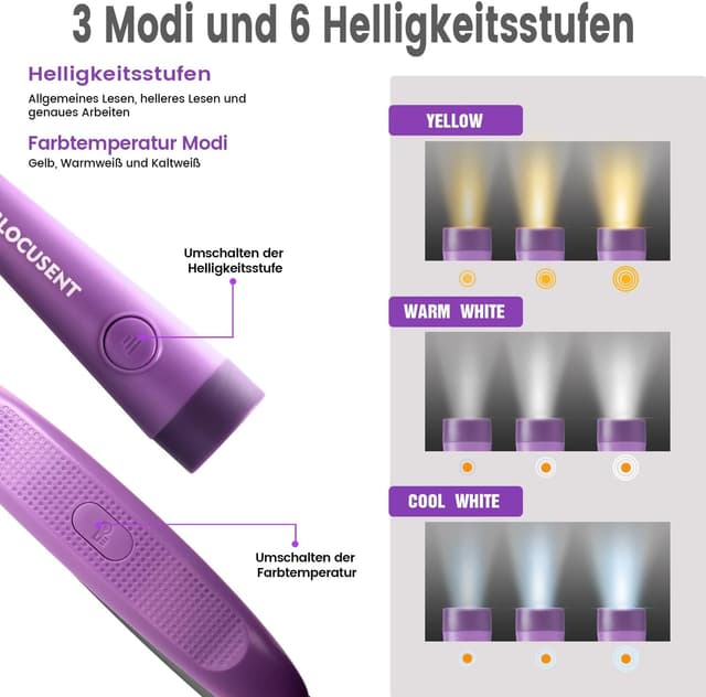 Detalle 2 de Glocusent Leselampe Hals 80 Stunden