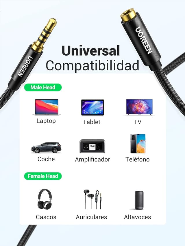 Thumbnail 6 de UGREEN Alargador Jack 3.5 con micrófono 2m