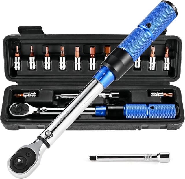 Detalle de Philtool 15TLG Drehmomentschlüssel Set für Fahrrad & Zubehör, 2–24 Nm (1/4 Zoll, 72-Zähne-Umschaltknarre)