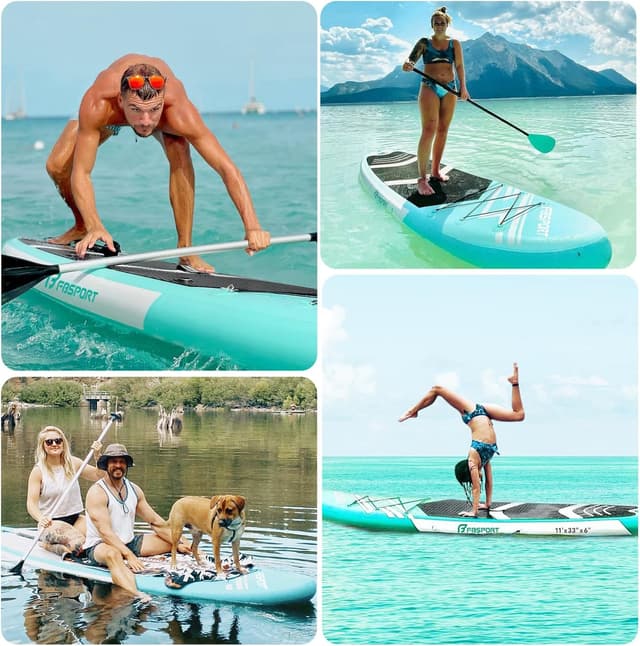 Thumbnail 6 de FBSPORT 11' Premium Stand Up Paddle Board (Inflatable) with Yoga Deck, Leash, Paddle, Pump & Carry Bag