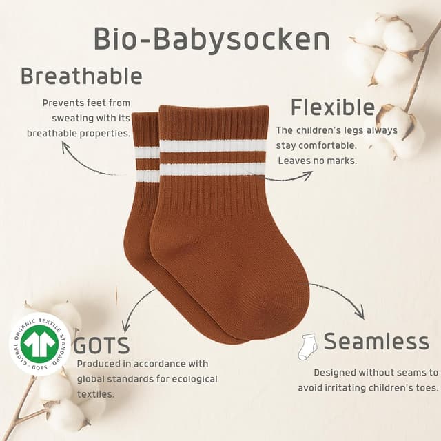 Detalle de bistyle Baby-Socken aus Baumwolle – 6 Paar für Neugeborene bis 3 Jahre, nahtlos (Stopper) für Jungen & Mädchen