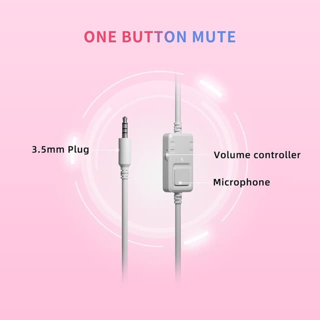 Detalle 2 de Somic G951S Rosa Gaming-Headset mit Mikrofon und Katzenohren (3,5-mm-Kabel)