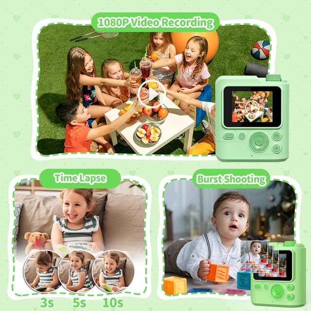 Detalle de Gofunly Sofortbildkamera für Kinder (1080P, 32 GB) inkl. Druckpapier – Kamera zum Sofortausdrucken für 3–12 Jahre