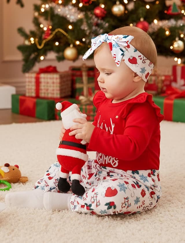 Detalle 2 de Lot PatPat pour bébé fille (0-18 mois) en coton : ensemble 3 pièces barboteuse à volants, short Coccinelle et bandeau