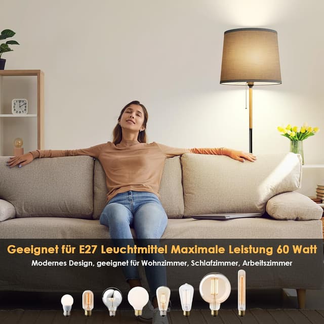 Thumbnail 5 de MTS-001-Grau Lámpara de Pie Elegante con Pantalla de Lino 🛋