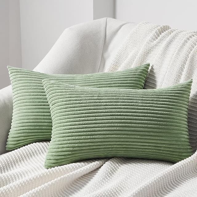 Detalle de Topfinel Fundas de Cojín Rayas Verde 40x60 cm (Juego de 2) 🛋