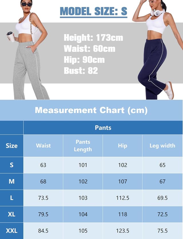 Detalle 2 de Jahetuul Pantalon jogging femme en coton avec poches et taille élastique (S à XXL) pour running, fitness et détente