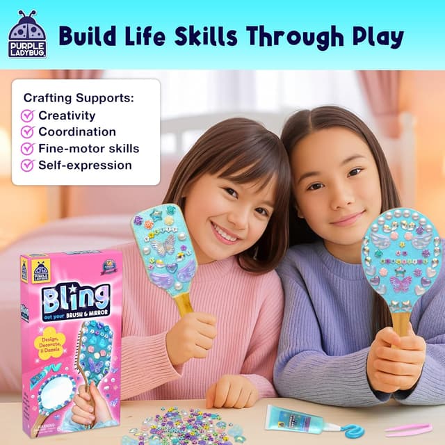 Thumbnail 5 de PURPLE LADYBUG Wooden Mirror & Brush DIY Kit for Ages 6-12 🎨