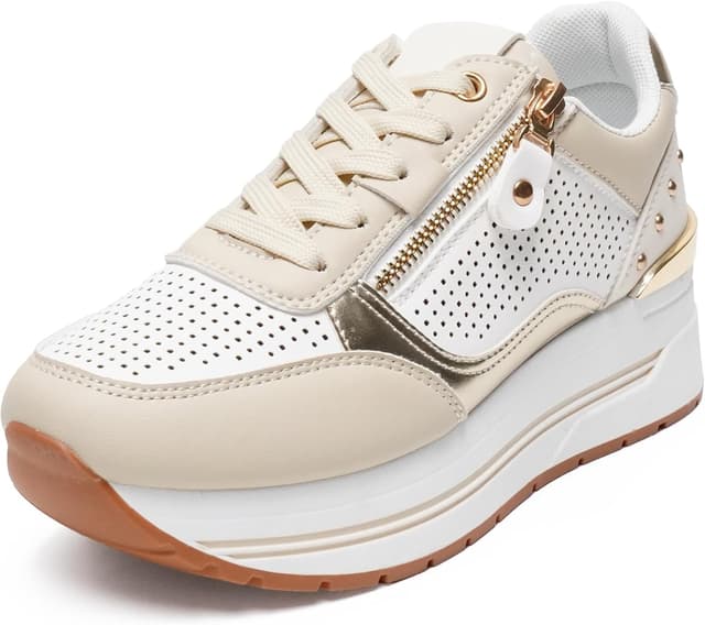 Detalle de JOMIX WSC260025 Sneakers da donna con zeppa, zip laterale e lacci