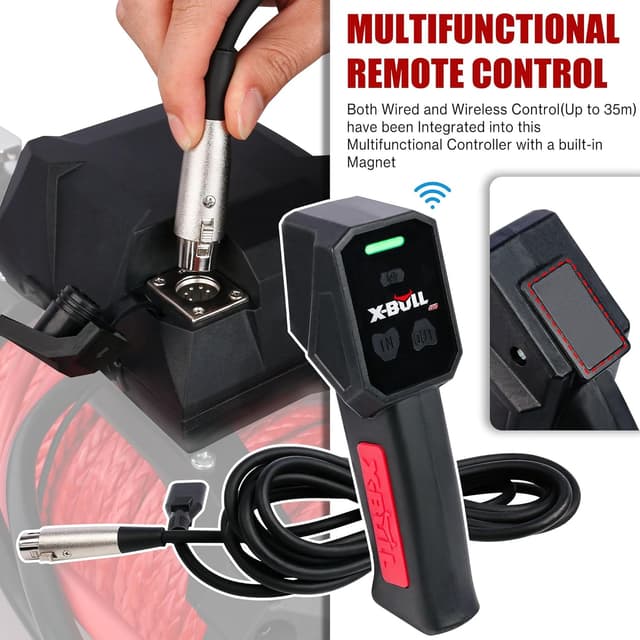 Detalle de X-BULL Winch 10000 lb Electric Winch Kit (12V) with IP67 Wireless Remote and Synthetic Rope