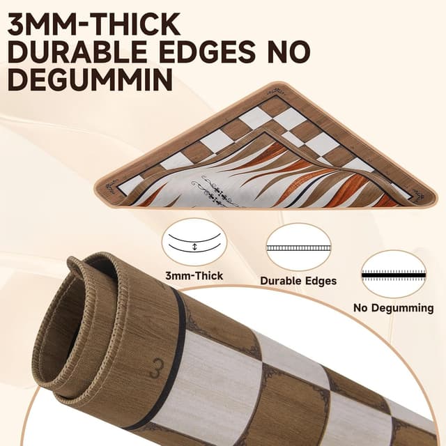 Detalle 2 de 3-in-1 Travel Chess Set (Foldable 15.7 inch board) with Backgammon & Checkers Mousepad Mat and Storage Bag