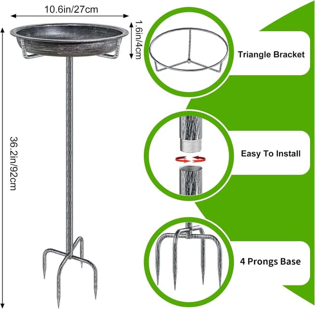 Thumbnail 1 de KHayRovies Bird Bath Outdoor Metal Stand