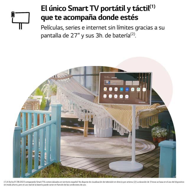 Detalle de LG StanbyME 27ART10AKPL Smart TV LED portátil táctil (reacondicionado Grado D)