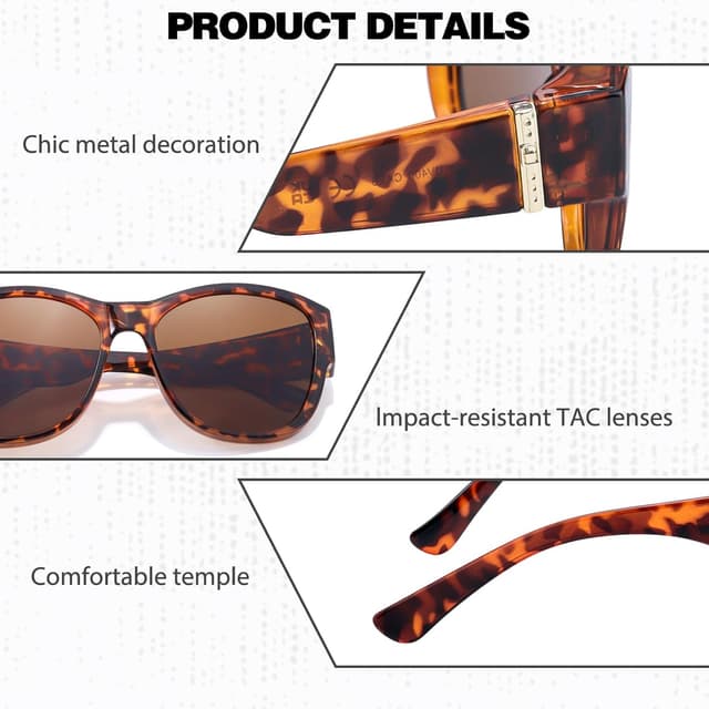 Detalle 2 de Myiaur Polarised Fit Over Sunglasses for Women (UV400, TR90 frame) for driving and daily wear