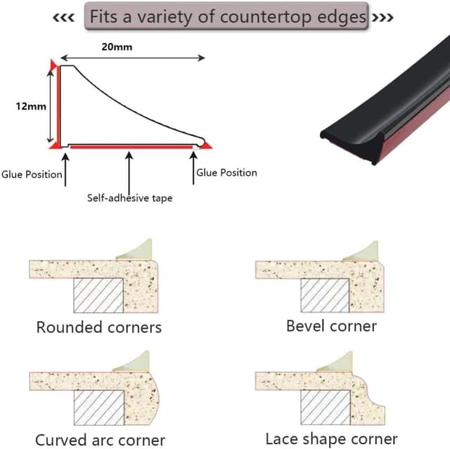 Detalle de 2M Black Silicone Shower Seal Strip 20mm