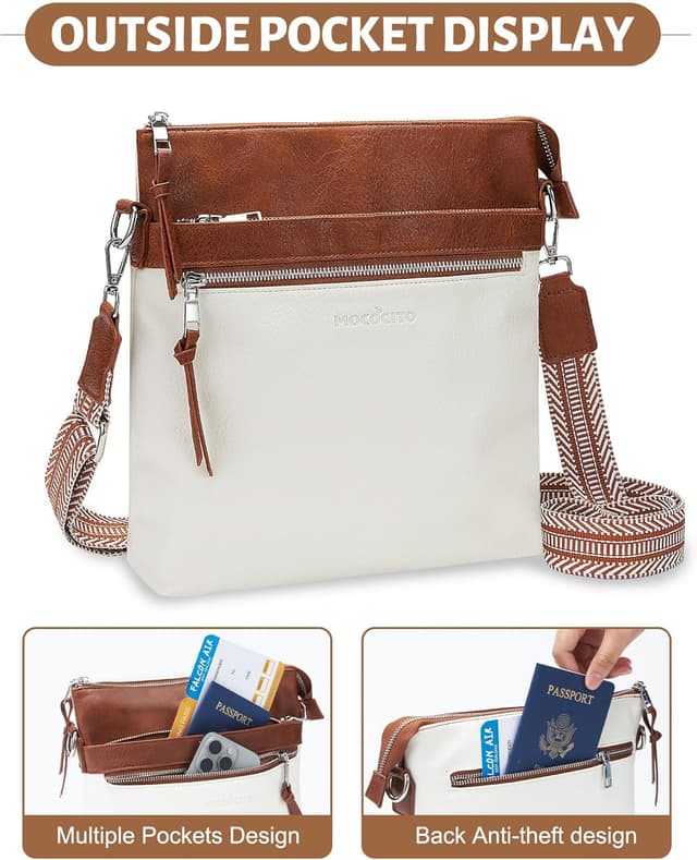 Detalle de MOCOCITO vegan leather cross body bag for women with adjustable strap (29*27*7.5cm)