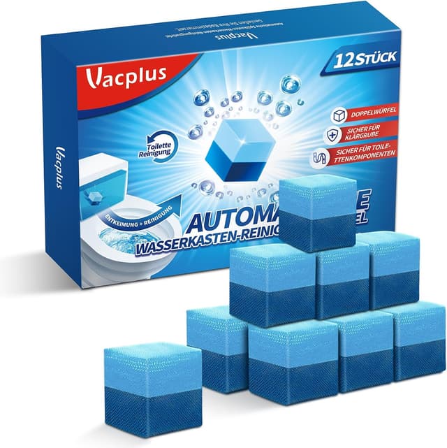 Detalle de Vacplus WC Reiniger Duo-Aktiv Reinigungswürfel für Wasserkästen, 12 Stück