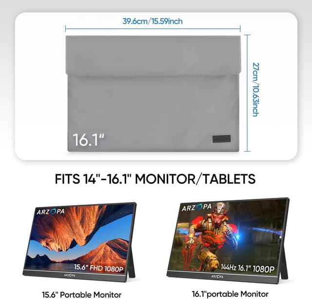 Detalle de ARZOPA 16.1" Portable Monitor Sleeve Bag