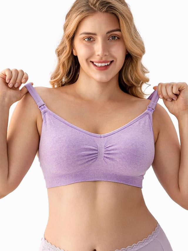 Detalle de HBselect 3 Pack Women’s Wireless Seamless Nursing & Maternity Bra with Removable Pads and Extenders