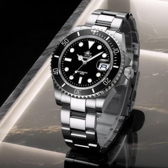 Detalle 2 de ADDIESDIVE AD2503 Herren-Automatikuhr mit Saphirglas, 200 m Wasserdichtigkeit und Saphirglas