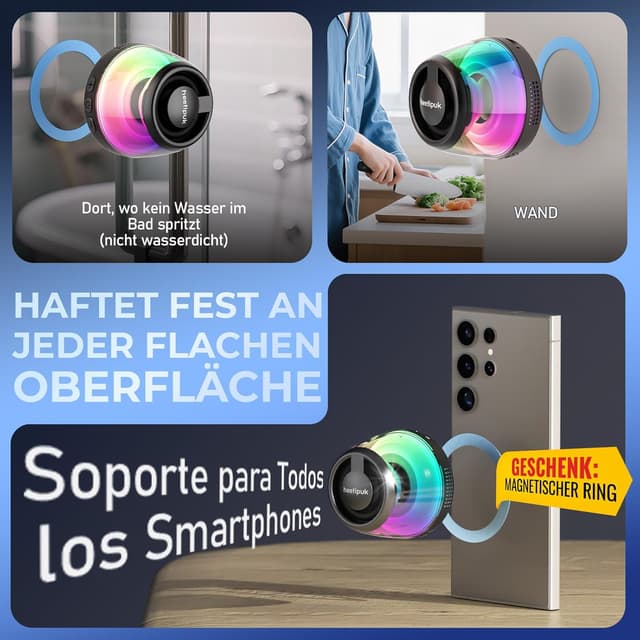 Detalle de heetipuk Magnetischer Bluetooth Lautsprecher 5W