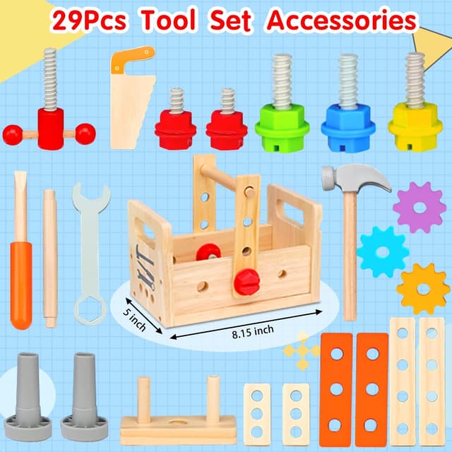 Thumbnail 5 de Mgtfbg Kids Tool Set 29 PCS Wooden Toy