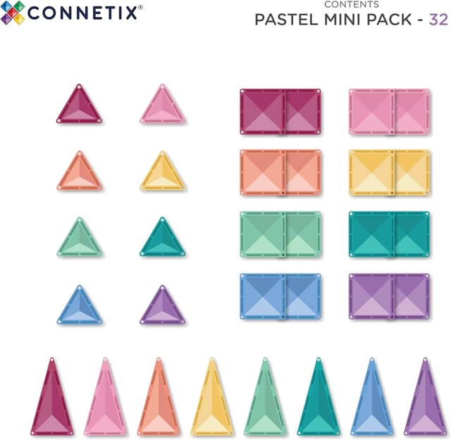 Detalle de CONNETIX Tuiles magnétiques Pastel Mini-Paquet, 32 pièces