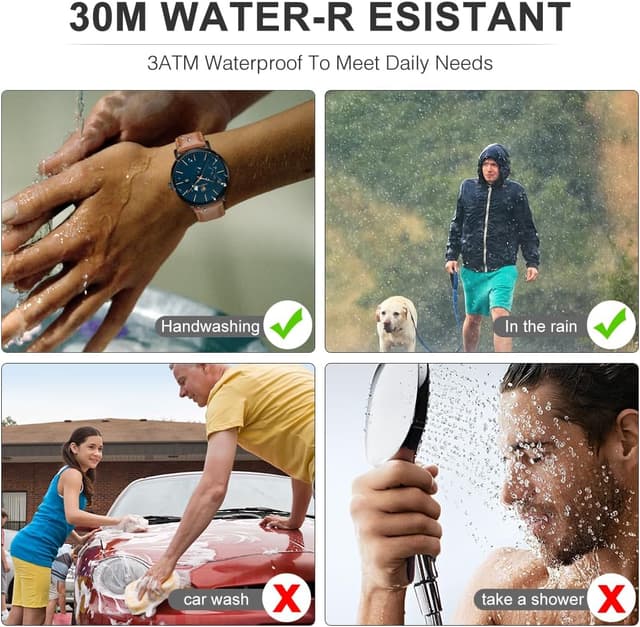 Thumbnail 6 de CHEETAH Minimalistische Herren-Uhr mit Quarzwerk, Lederarmband und Datumsanzeige (3 ATM)