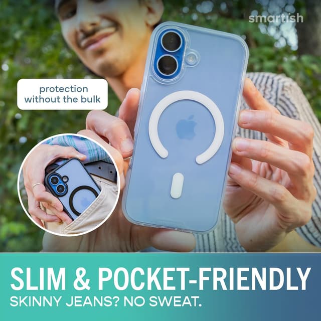 Thumbnail 6 de Smartish iPhone 17 MagSafe Clear Case (Gripmunk) – Slim Anti-Yellowing Protective Cover